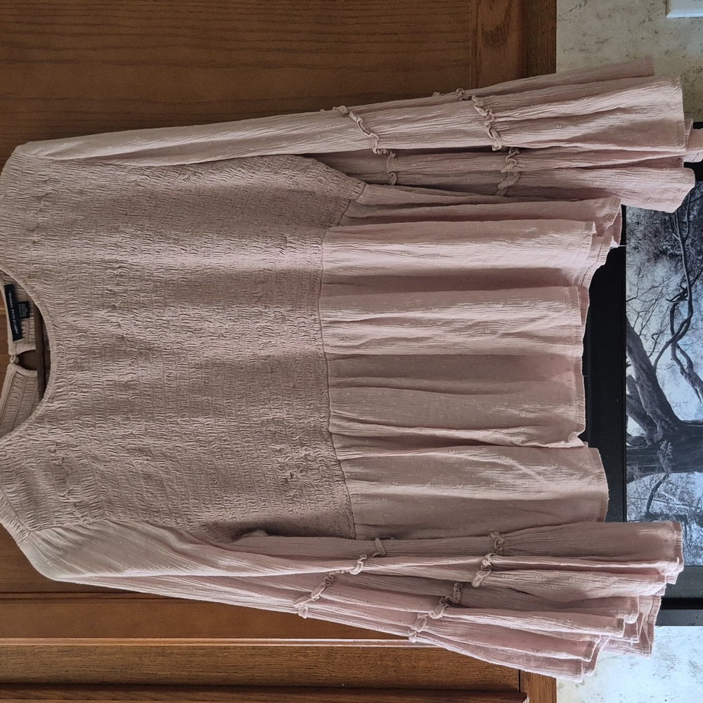 American Eagle Outfitters Cream Textured Top Xlg